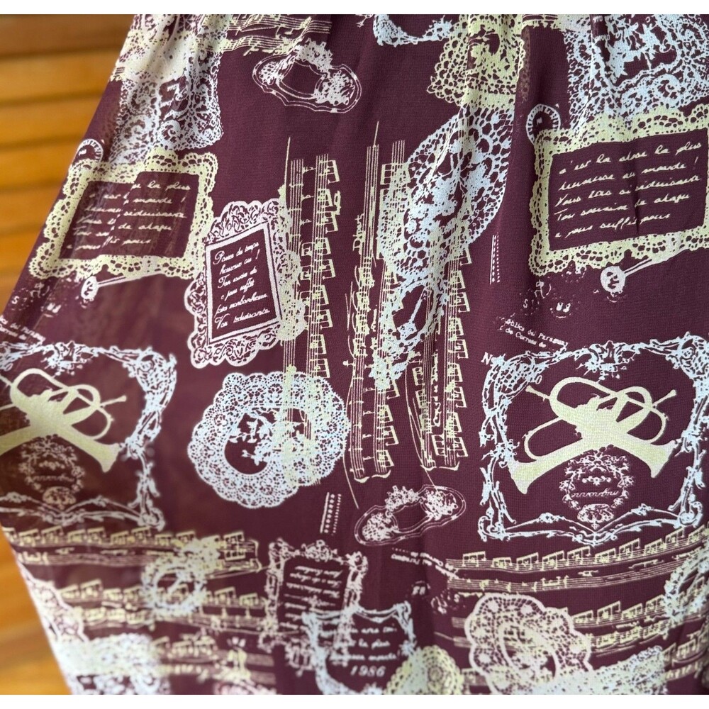 Axes Femme J-fashion Lolita Jirai Gyaru Kawaii Music Brugundy Tunic Top M - Picture 3 of 10